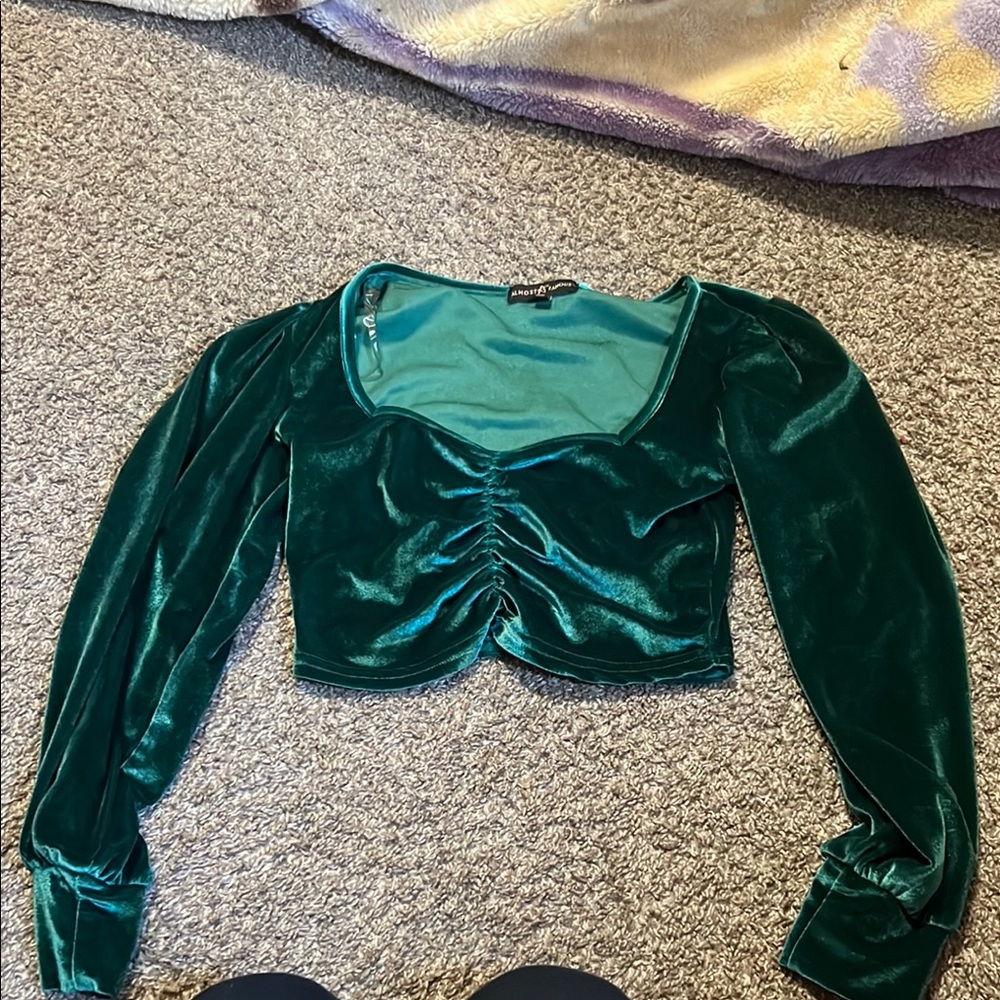Emerald Green Velvet Top